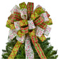 Christmas Tree Topper Bow with Holly Berries | Red Lime Green White