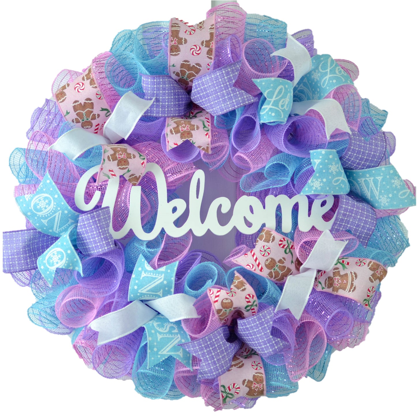 Candy Christmas Tree Bow - Pastel Christmas Tree Bow Topper - Gingerbread Man Present Bow