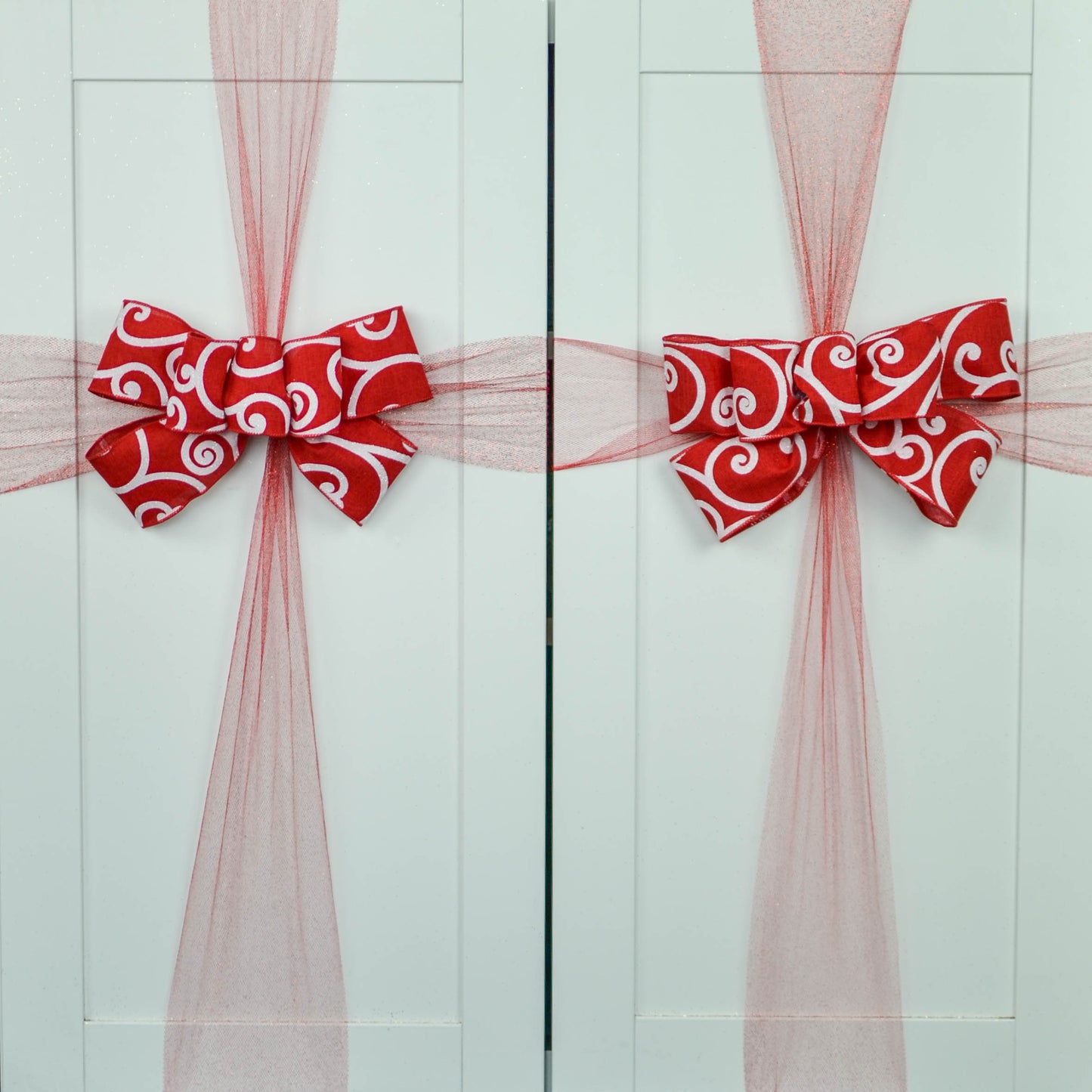 Christmas Tree Bow Topper Red and White