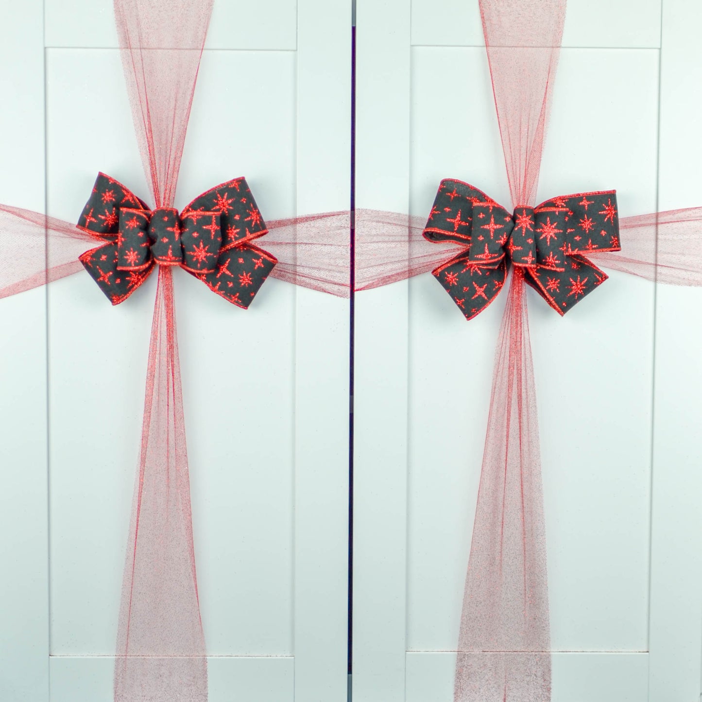 Red Black White Christmas Tree Bow Topper | Buffalo Plaid Tree Bow
