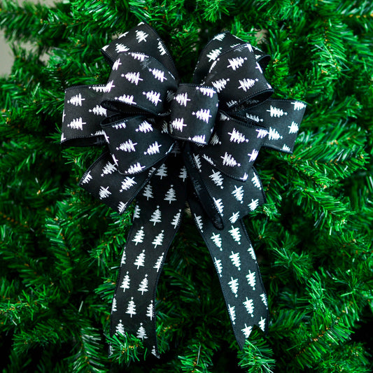 Black White Christmas Add On Wreath Bow