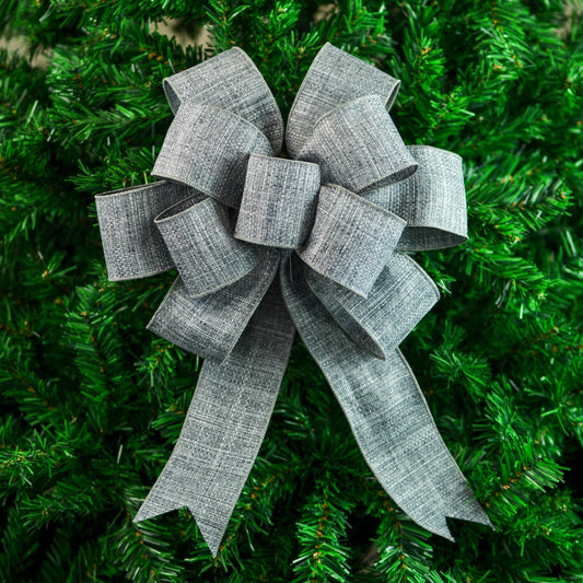 Solid Grey Add On Wreath Bow