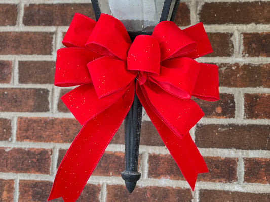 Outdoor Christmas Bow for Fence Posts, Wreaths and More - Garland Window Embellishment - Farmhouse Extra