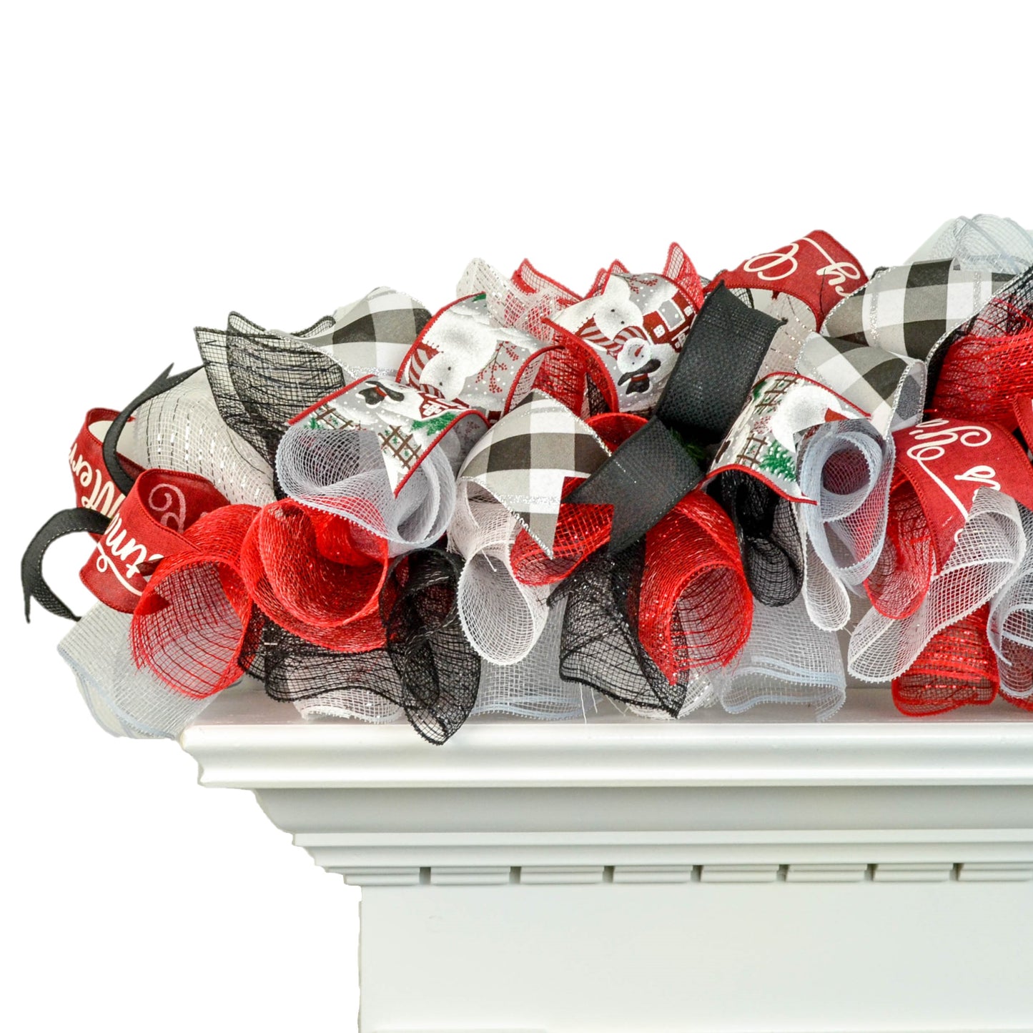 Bow Tree Topper with Streamers, Burgundy Black Grey White Christmas Tree Bow