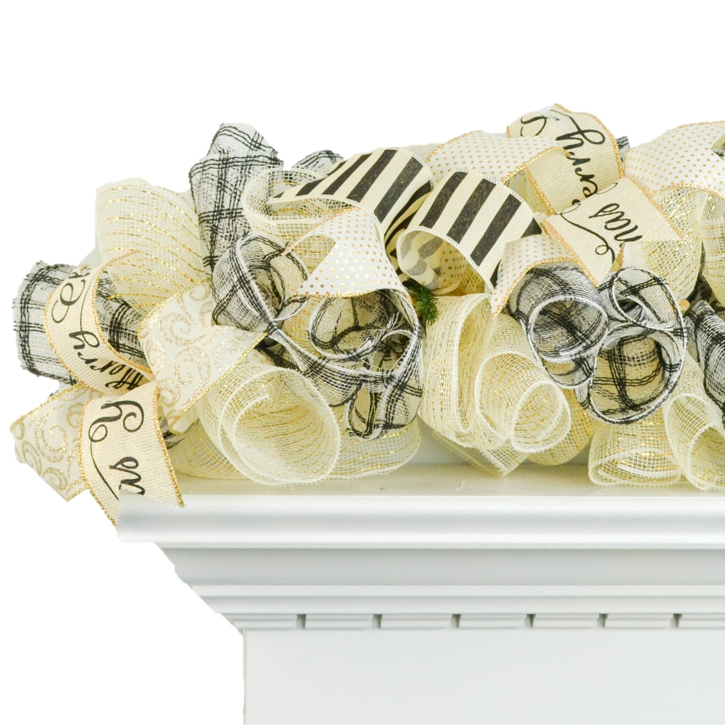 Bow Christmas Tree Toppers | Lantern Black and Gold Bow | Ivory Tree Bow