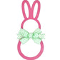 Easter Bunny Door Hanger, Mint and Pink Wooden Decoration, Spring Season Front Door Decor