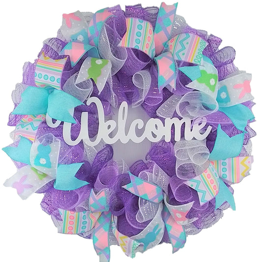 Welcome Easter Wreaths for Door - Jelly Bean Welcome Door Wreath