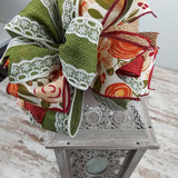 Fall Lantern Wreath Bow - Burlap Wreath Embellishment for Making Your Own - Layered Full Handmade Farmhouse Already Made