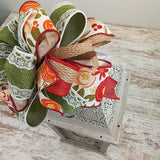 Fall Lantern Wreath Bow - Burlap Wreath Embellishment for Making Your Own - Layered Full Handmade Farmhouse Already Made