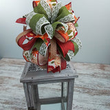 Fall Lantern Wreath Bow - Burlap Wreath Embellishment for Making Your Own - Layered Full Handmade Farmhouse Already Made
