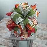 Fall Lantern Wreath Bow - Burlap Wreath Embellishment for Making Your Own - Layered Full Handmade Farmhouse Already Made