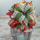 Fall Lantern Wreath Bow - Burlap Wreath Embellishment for Making Your Own - Layered Full Handmade Farmhouse Already Made