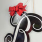 Wooden Monogram Door Hanger | Newlywed Gift | Initial Letter Door Wreath with Bow - LOTS OF COLORS