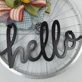 Farmhouse Bike Rim Door Hanger - Farmhouse Round Front Porch Decor - Fun Decorations for door