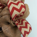 Jute Burlap Monogram Chevron Everyday Door Wreath - Brown Maroon Black