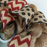 Jute Burlap Monogram Chevron Everyday Door Wreath - Brown Maroon Black