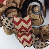 Jute Burlap Monogram Chevron Everyday Door Wreath - Brown Maroon Black