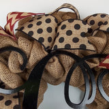 Jute Burlap Monogram Chevron Everyday Door Wreath - Brown Maroon Black