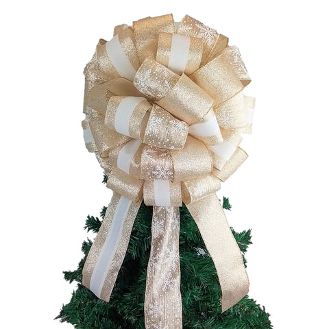 Champagne Tree Topper Bow - Lantern Topper - Large Present or Gift Bow