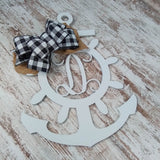Anchor Letter Door Hanger - Wedding Gift - Monogram Initial Front Door Hanger -Nautical Decor