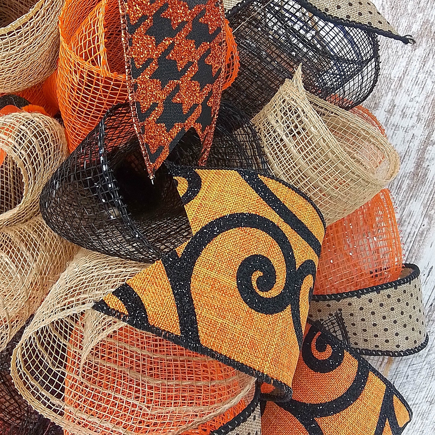 Boo Burlap Orange Halloween Door Wreath - Orange Jute Ghost Mesh Wreath