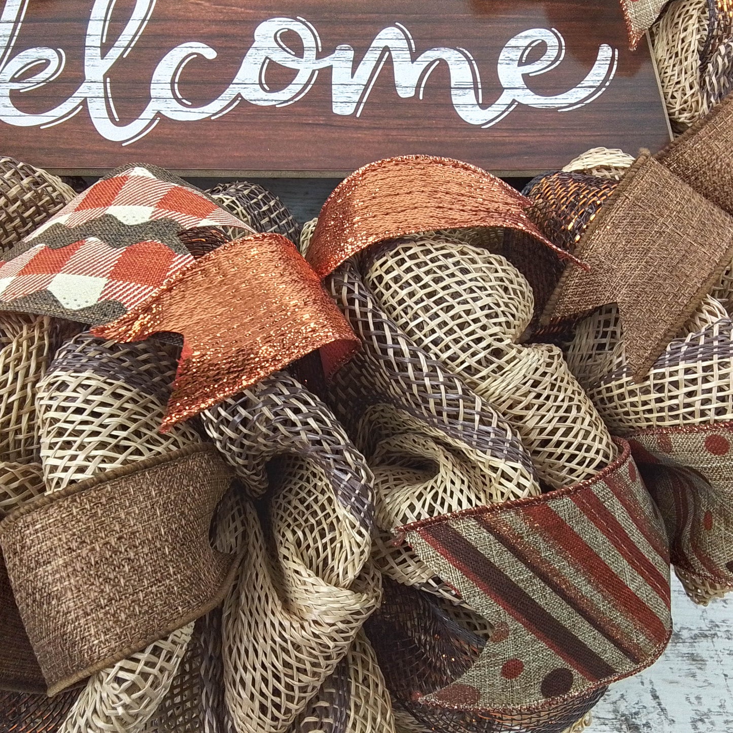 Fall Door Wreaths | Thanksgiving/Welcome Deco Mesh Wreath