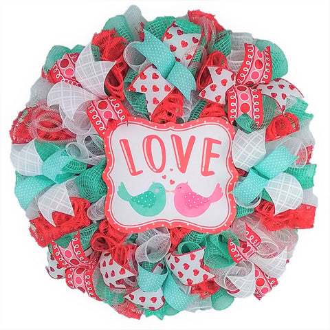 Love Birds - Valentines Day Wreath - Bold Love Door Decor
