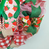 Strawberry Bliss Door Wreath - Whimsical Summer Decor -Flip Flop Wreath - Pink Green Jute