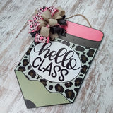 Teacher Pencil Door Hanger, Cheetah Print Door Hanger, Classroom Decor