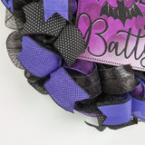 Gone Batty Halloween Wreath - Beautiful Front Door Mesh Wreath - Black Purple Decorations
