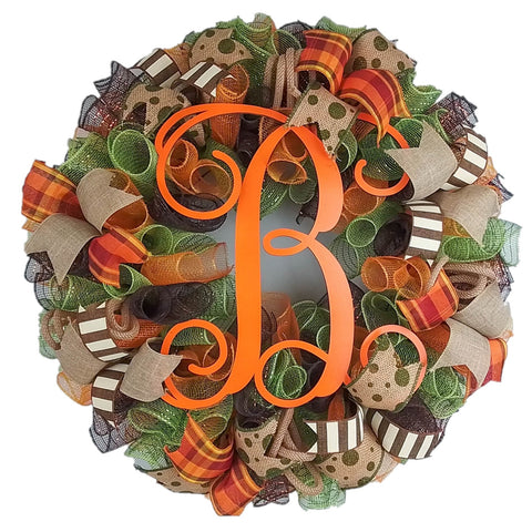 Fall Monogram Wreath, Autumn Thanksgiving Decor, Perfect Housewarming Gift