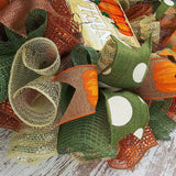 Pumpkin Wreaths - Welcome Thanksgiving Door Wreaths - Halloween Deep Tones Fall Autumn Front Door Decor - Orange Green Brown