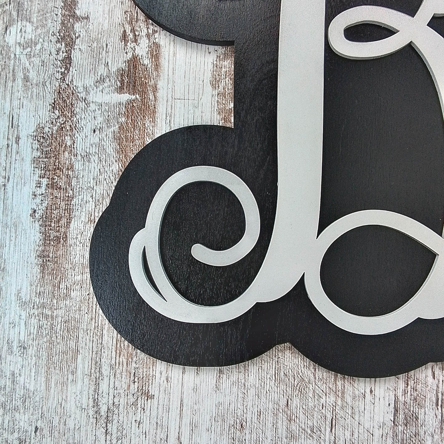 Monogrammed Birthday Gift | White Black Initial Letter Door Hanger Wreath with Bow - LOTS OF COLORS