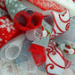 Snowman Front Door Wreath, Red Grey Silver White