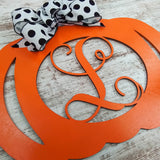 Pumpkin Decorations | Orange Pumpkin Monogram Door Hanger