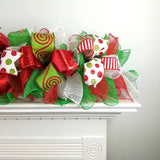 Christmas Garland for Staircase/Mantle - Mantel Decor - Red Lime White