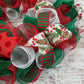 Traditional Christmas Wreath | Red Emerald Green White Mesh Christmas Decor