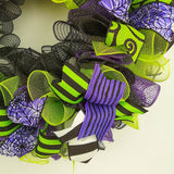 Bright Halloween Wreath, Black White Purple Green Decor, Versatile Indoor/Outdoor Decoration
