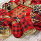 Black Red Gold Christmas Wreath - Burlap Buffalo Plaid Decor