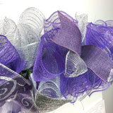 Non-traditional Christmas Mantle Garland, Purple and Silver Mesh Decor, Versatile Indoor/Outdoor Decoration