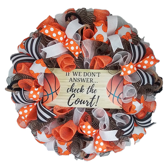 Basketball Season Wreath, Orange and Black Home Décor