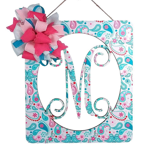 Square Monogram Door Hanger, Bright Spring Decor, Perfect Mother's Day Gift