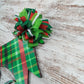 Bright Lime and Red Plaid Door Hanger, Personalized Monogram Decor, Perfect for Thin Storm Doors