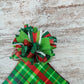 Bright Lime and Red Plaid Door Hanger, Personalized Monogram Decor, Perfect for Thin Storm Doors