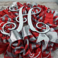 Monogrammed Christmas Wreath | Silver Red Front Door Wreath