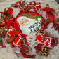 Merry Christmas Santa Claus Wreath - Animal Print Cheetah SantaClaus Christmas Front Door Wreaths - Outdoor Decor - White Red Brown Green