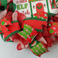 Elf Watch Christmas Front Door Wreath - House Welcoming Kid Friendly Decoration - Red Green Ivory