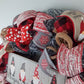 Gnome Christmas Farmhouse Wreath - Holiday Wreath Front Door Decor - White Red Burlap Grey Silver