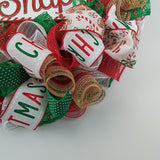 Oh Snap Gingerbread Wreath - Outdoor Christmas Wreath | Mesh Front Door Wreath | Red Brown White Green