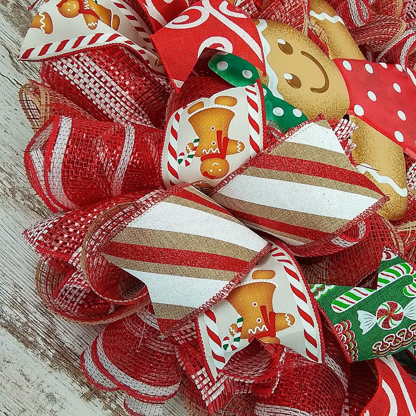 Girl Gingerbread Wreath | Outdoor Christmas Wreath | Mesh Front Door Wreath |